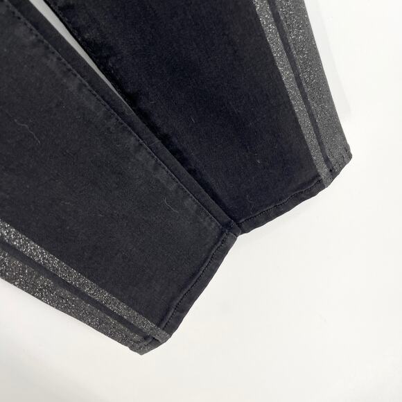 Homme + Femme NEW Skinny Distressed Jeans Mens Sz 28 Black Shimmer Logo Stripes - Picture 6 of 12